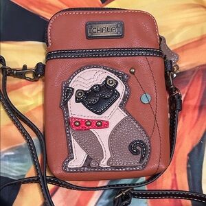 Chala Brown and Tan Pug Crossbody